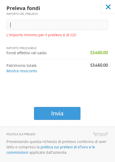 prelievo eToro