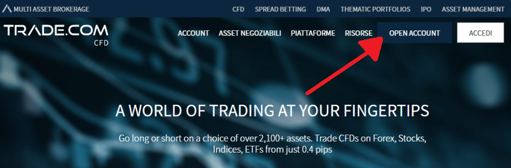 sito ufficiale di trade.com per aprire conto