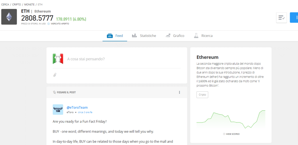 come monitorare il grafico del prezzo di una criptovaluta su eToro